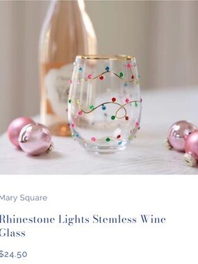 Rhinestone Lights Stemless Wine Glass - Gold Rim with Multicolor Gems